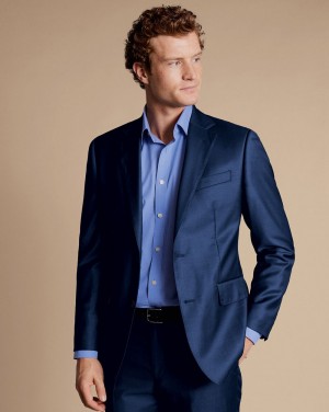 Mid Blue Charles Tyrwhitt Natural Stretch Twill Suit Jacket | XGLVWH-043