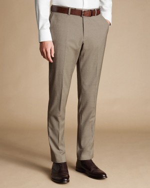 Mocha Charles Tyrwhitt Italian Luxury Suit Pants | OJAXFE-015