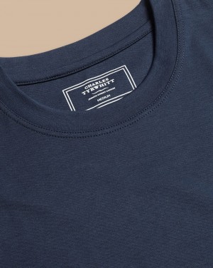 Navy Charles Tyrwhitt Cotton Tyrwhitt T-Shirt | QTHRSC-386