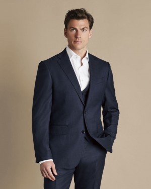 Navy Charles Tyrwhitt End-On-End Ultimate Travel Suit Jacket | CROYEV-783