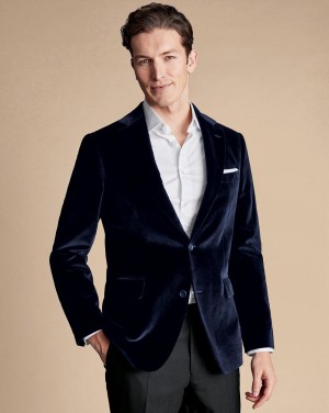 Navy Charles Tyrwhitt Italian Velvet Jacket | AUZTOQ-732