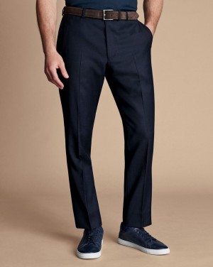 Navy Charles Tyrwhitt Natural Stretch Twill Suit Pants | NECJKL-895