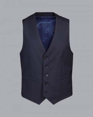 Navy Charles Tyrwhitt Natural Stretch Twill Vest | WDHCJR-153