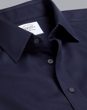 Navy Charles Tyrwhitt Non-Iron Twill Shirt | OPCUVW-406