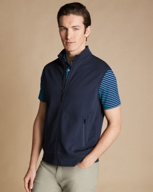 Navy Charles Tyrwhitt Performance Funnel Neck Gilet | WGIMBN-835