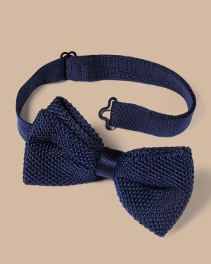 Navy Charles Tyrwhitt Silk Knitted Bow Tie | TFJKAY-016