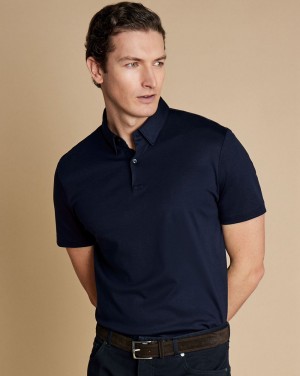 Navy Charles Tyrwhitt Smart Jersey Polo | UORTGN-842