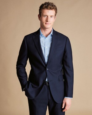 Navy Charles Tyrwhitt Stripe Suit Jacket | SFARGZ-923