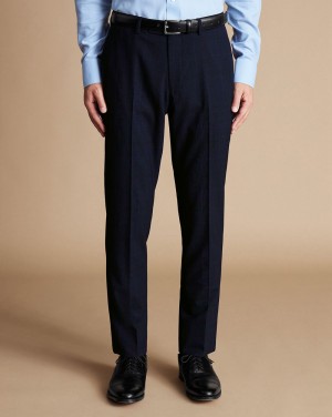 Navy Charles Tyrwhitt Ultimate Performance Prince Of Wales Suit Pants | ZGMYNR-258