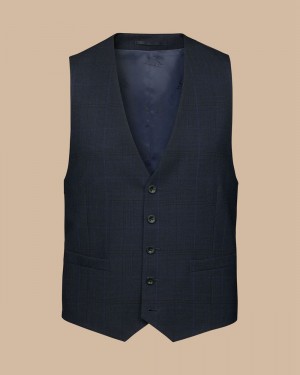 Navy Charles Tyrwhitt Ultimate Performance Prince Of Wales Vest | TRENDH-914