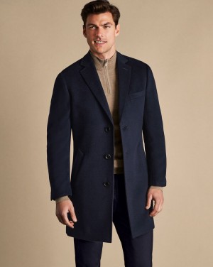 Navy Charles Tyrwhitt Wool Overcoat | QBTKWI-582