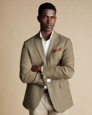 Oatmeal Charles Tyrwhitt Twill Wool Texture Jacket | FXDLUV-746