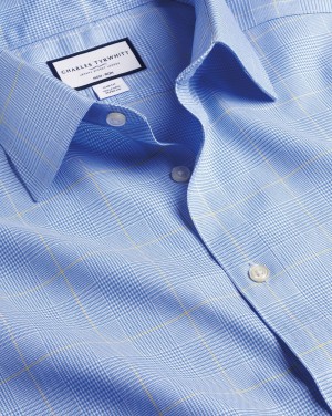 Ocean Blue Charles Tyrwhitt Non-Iron Prince Of Wales Check Shirt | LZDGYW-034