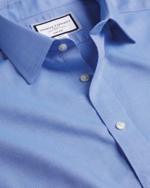 Ocean Blue Charles Tyrwhitt Non-Iron Royal Oxford Shirt | XKAWVT-803