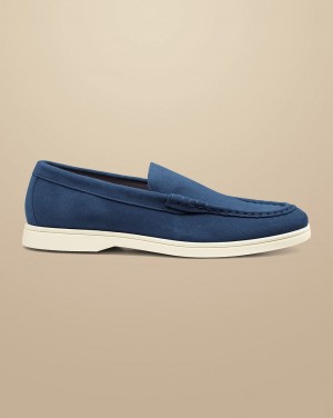 Ocean Blue Charles Tyrwhitt Suede Slip On Loafer | KAHPXC-806