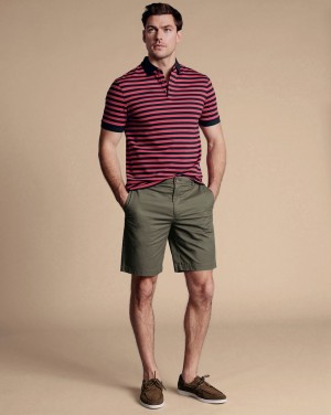 Olive Green Charles Tyrwhitt Cotton Shorts | UDSAWG-537