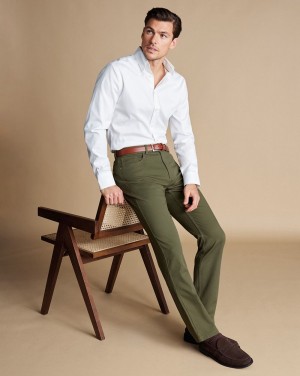 Olive Green Charles Tyrwhitt Twill 5 Pocket Jeans | FKWBIM-925