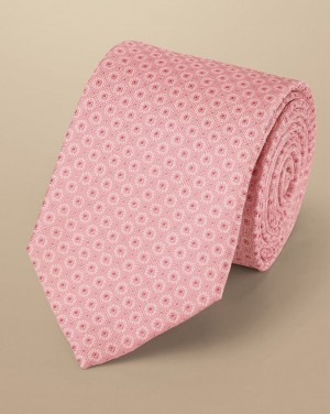 Pink Charles Tyrwhitt Mini Floral Pattern Silk Tie | JEHFAX-176