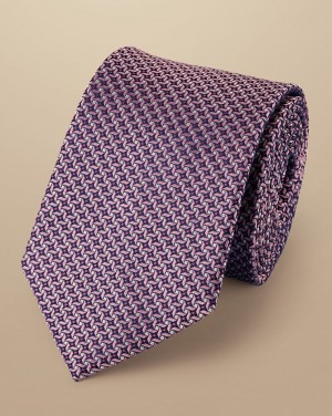 Pink Charles Tyrwhitt Semi-Plain Pattern Silk Tie | MNUCLB-927