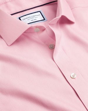 Pink Charles Tyrwhitt Spread Collar Non-Iron Mayfair Weave Shirt | NXKZYC-563