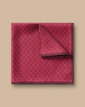 Red Charles Tyrwhitt Geo Print Silk Pocket Square | AHZNJQ-537