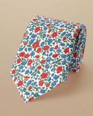 Red Charles Tyrwhitt Made With Liberty Fabric Floral Print Cotton Tie | ZOMJPY-407