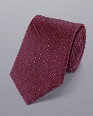 Red Charles Tyrwhitt Semi Plain Pattern Silk Tie | SRQDUZ-284