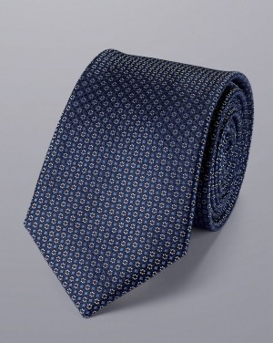 Royal Blue/Silver Charles Tyrwhitt Stain Resistant Mini Floral Pattern Tie | WICXBL-106