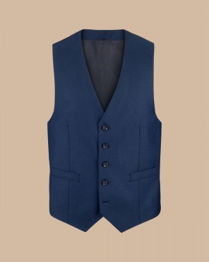 Royal Blue Charles Tyrwhitt Natural Stretch Twill Vest | HXWEKL-514