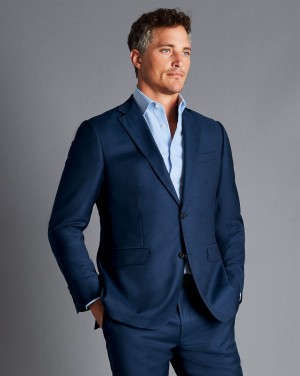 Royal Blue Charles Tyrwhitt Natural Stretch Twill Suit Jacket | YKDFOQ-041