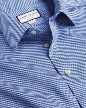 Royal Blue Charles Tyrwhitt Non-Iron Puppytooth Shirt | MOGWSI-265