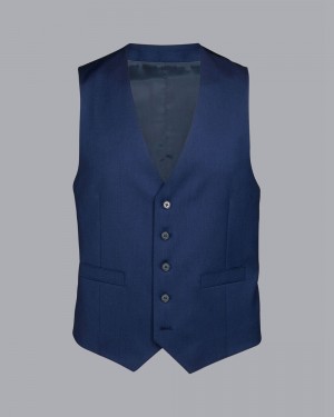 Royal Blue Charles Tyrwhitt Twill Business Suit Vest | FHMKNZ-167