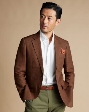 Rust Charles Tyrwhitt Linen Jacket | DJBIKW-671