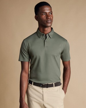 Sage Green Charles Tyrwhitt Smart Jersey Polo | NLVJQS-690