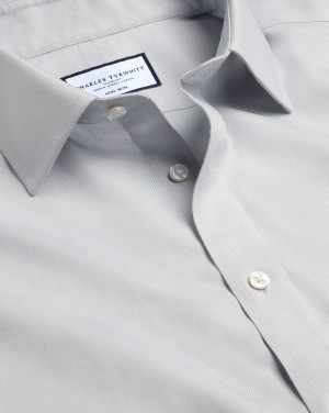 Silver Grey Charles Tyrwhitt Non-Iron Royal Oxford Shirt | LUNEFK-095