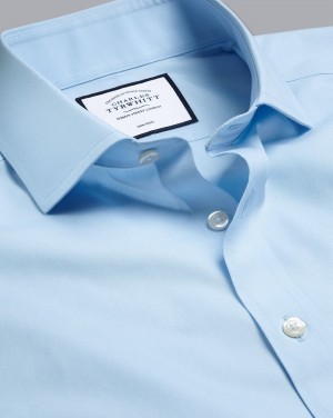 Sky Blue Charles Tyrwhitt Spread Collar Non-Iron Poplin Shirt | QPYDMR-209