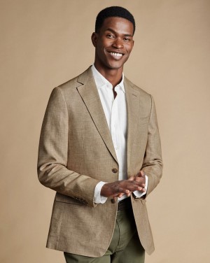 Taupe Charles Tyrwhitt Linen Cotton Jacket | MVGQYL-741