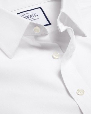 White Charles Tyrwhitt Non-Iron Poplin Short-Sleeve Shirt | SBVCYF-571