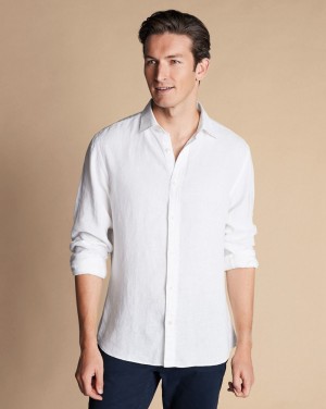 White Charles Tyrwhitt Pure Linen Shirt | BQASNK-240