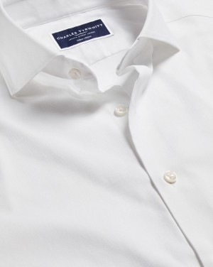 White Charles Tyrwhitt Semi-Spread Collar Non-Iron Stretch Twill Shirt | AZVSKR-231