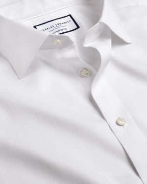 White Charles Tyrwhitt Semi-Spread Collar Egyptian Cotton Windsor Weave Shirt | OAJCST-179