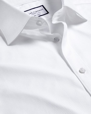 White Charles Tyrwhitt Semi-Spread Collar Egyptian Cotton Twill Shirt | LGHEIO-648