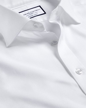 White Charles Tyrwhitt Semi-Spread Collar Egyptian Cotton Hudson Weave Shirt | AOFDGK-163