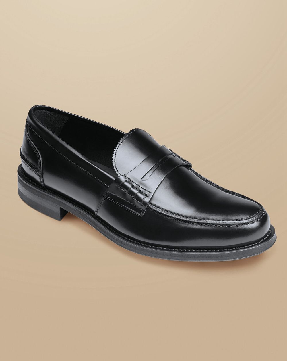 Black Charles Tyrwhitt High Shine Leather Penny Loafers | CITHYO-952