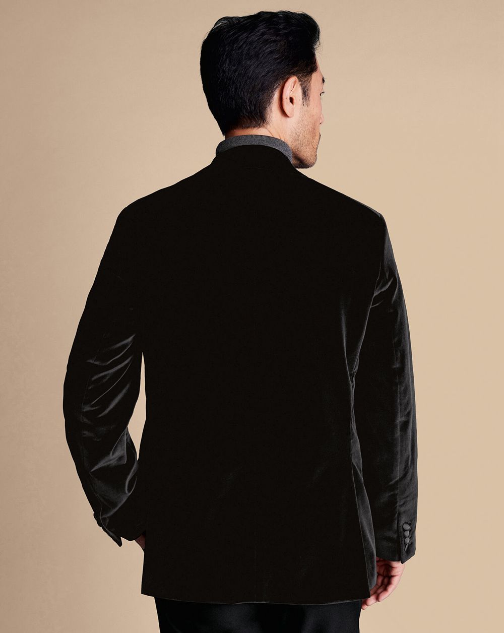 Black Charles Tyrwhitt Italian Velvet Jacket | BPAYFD-159