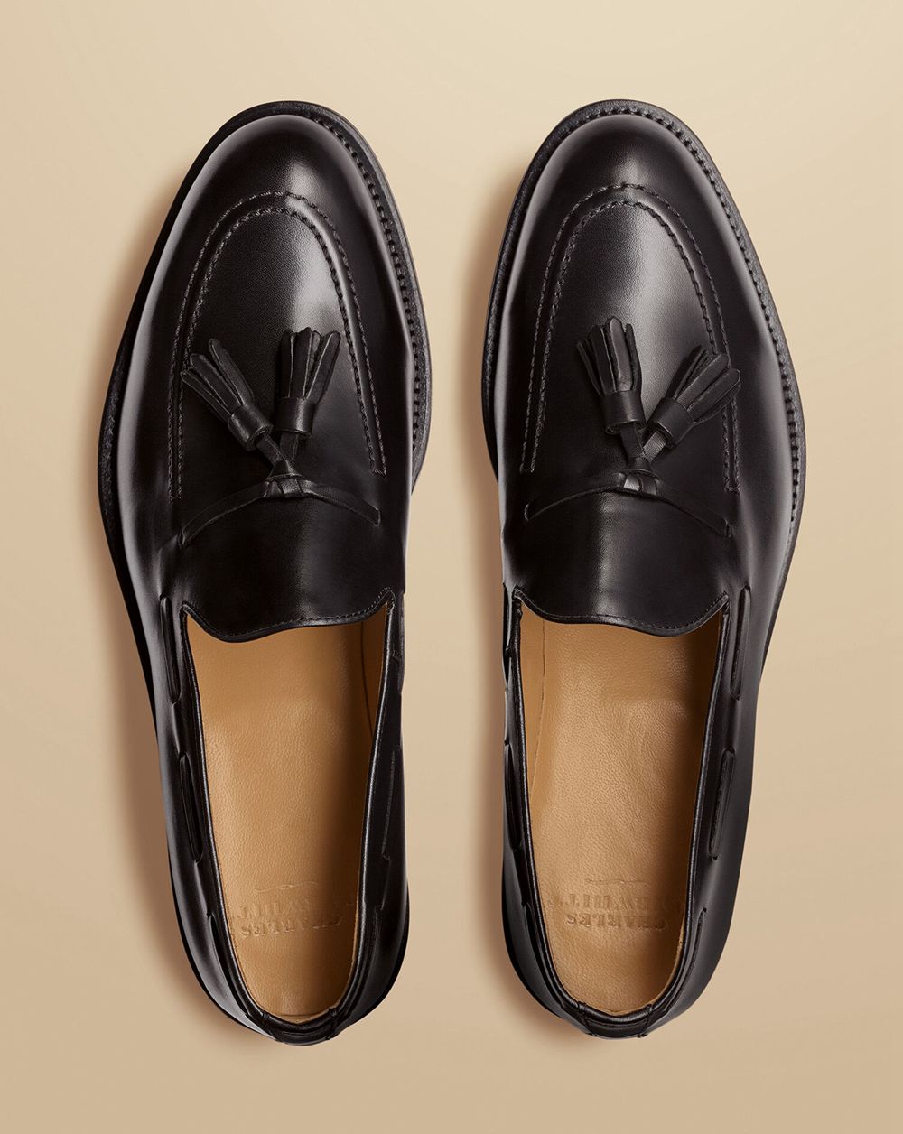 Black Charles Tyrwhitt Leather Tassel Loafers | FNADHB-306