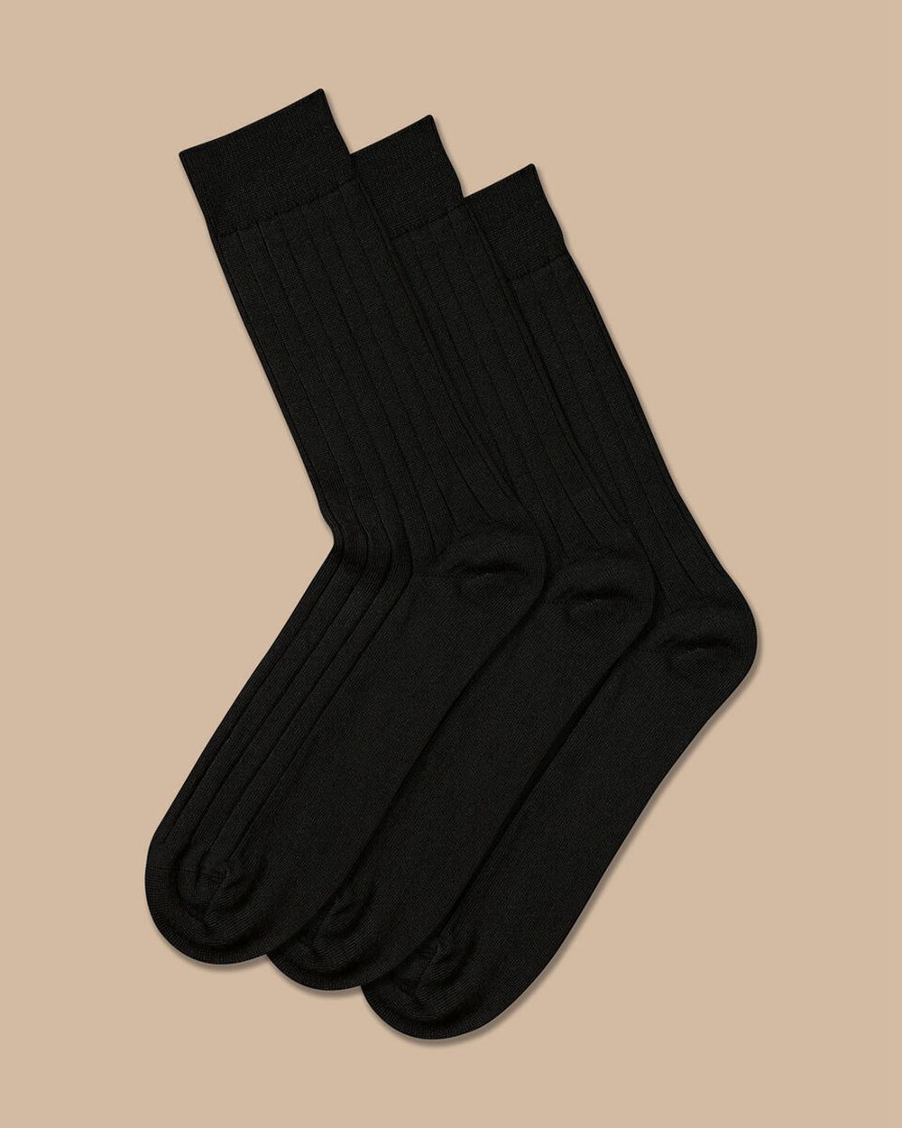 Black Charles Tyrwhitt Merino Wool Blend 3 Pack Socks | DEMAZN-496