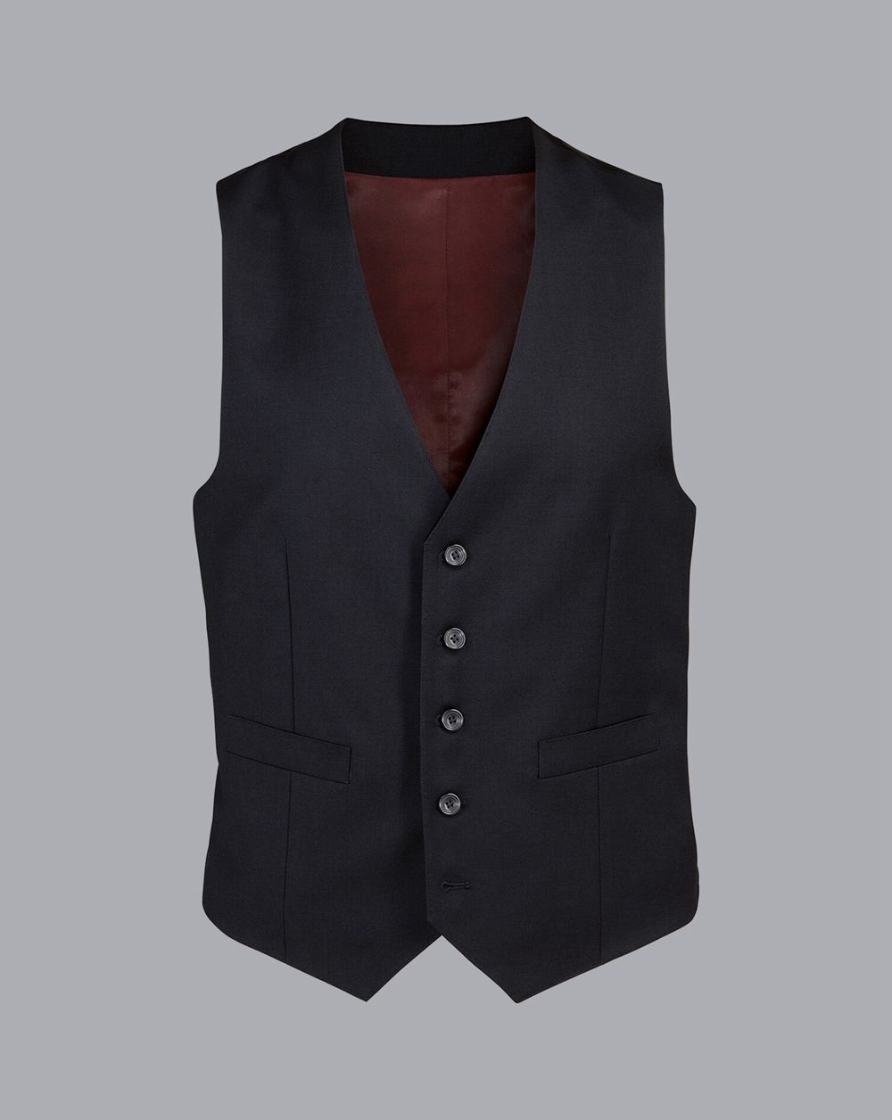 Black Charles Tyrwhitt Natural Stretch Twill Vest | YTCFWI-614