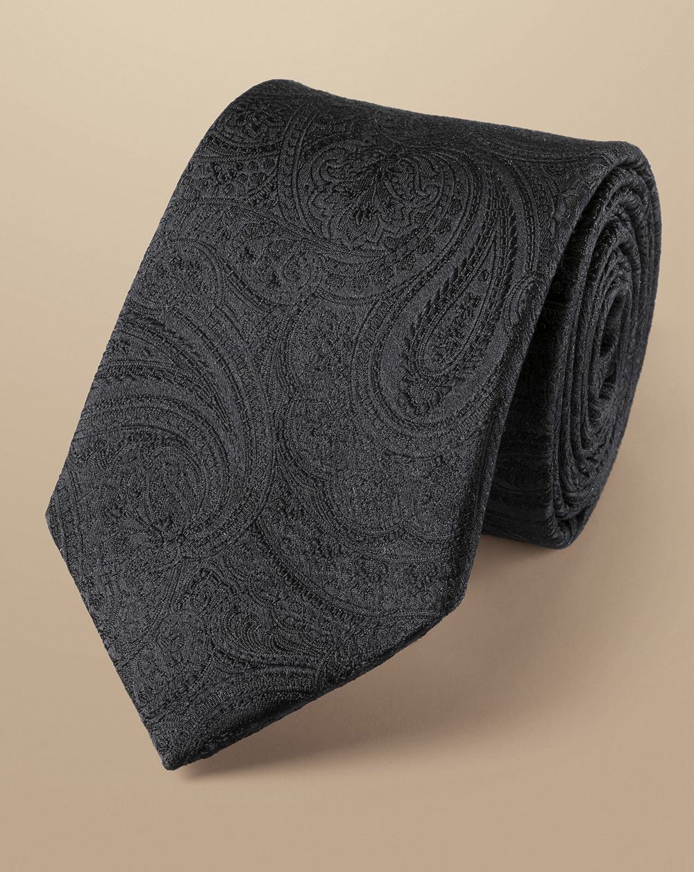 Black Charles Tyrwhitt Paisley Silk Tie | HYBJUC-042