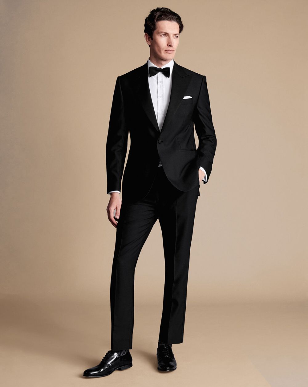 Black Charles Tyrwhitt Peak Lapel Tuxedo Jacket | XAGSBN-689